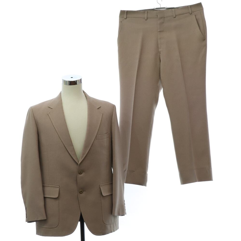 Vintage 80s Quaa JCPenney Rose Taupe Polyester Suit Mens Large
